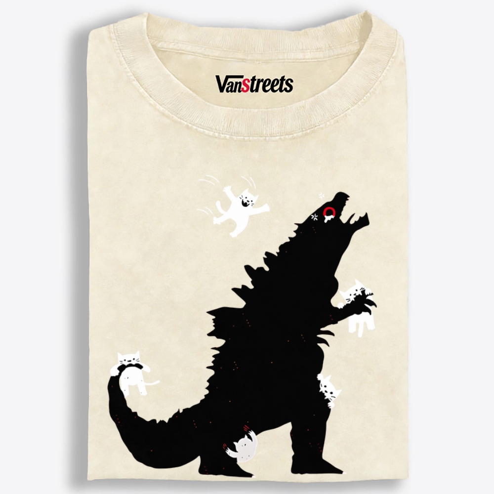 Cats Own Godzilla Retro Washed T-Shirt | 100% Cotton | Streetwear Essential