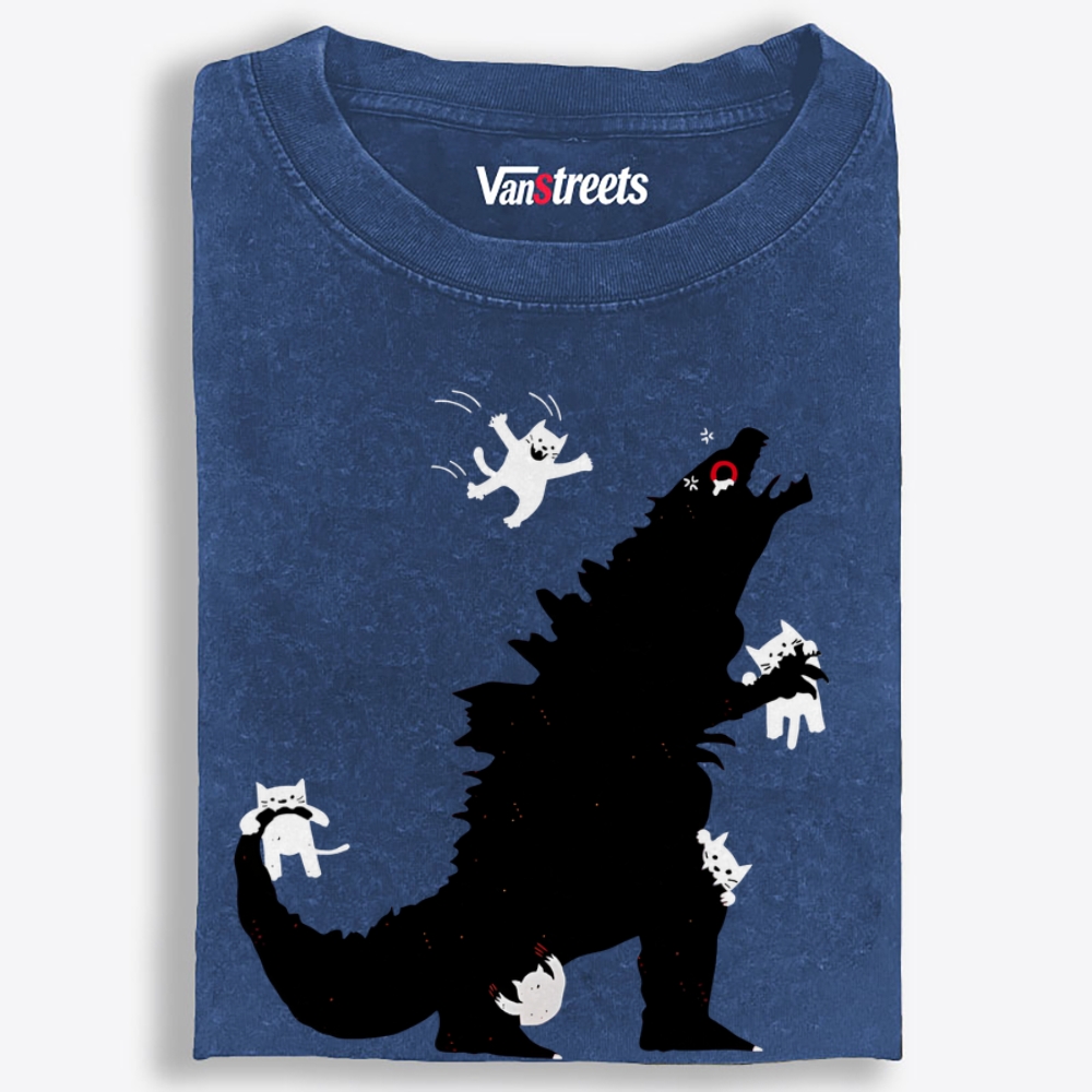Cats Own Godzilla Retro Washed T-Shirt | 100% Cotton | Streetwear Essential
