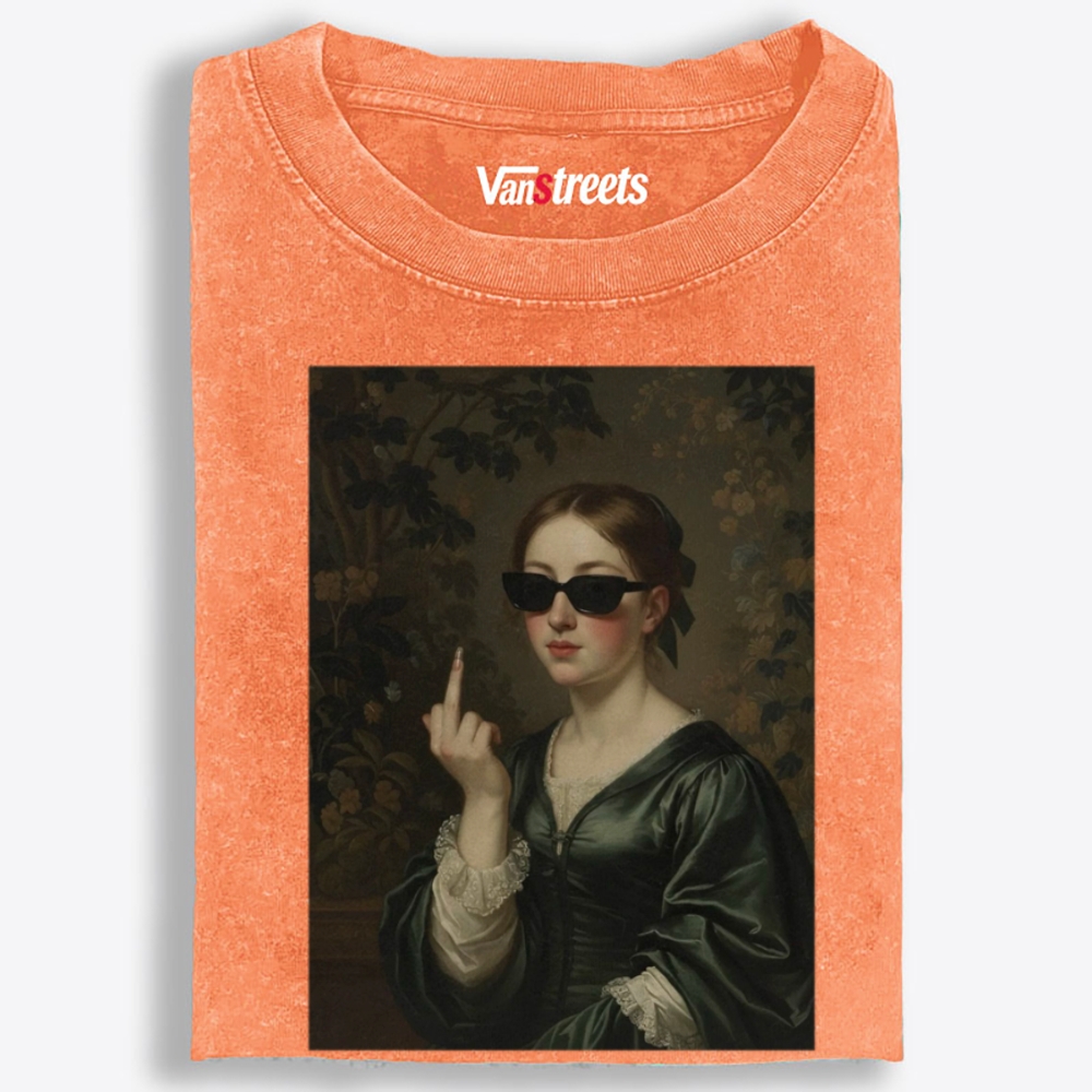 Middle Finger Lady Retro Washed T-Shirt | 100% Cotton | Streetwear Essential