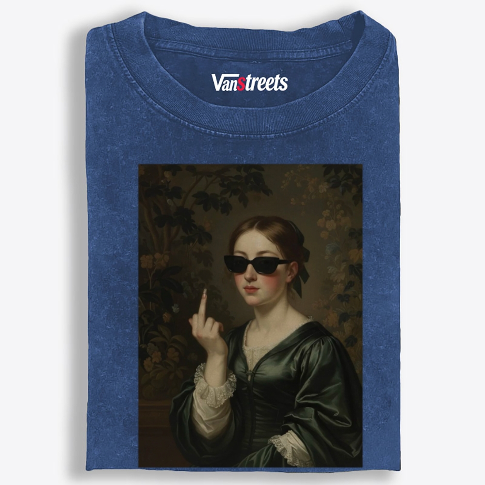 Middle Finger Lady Retro Washed T-Shirt | 100% Cotton | Streetwear Essential