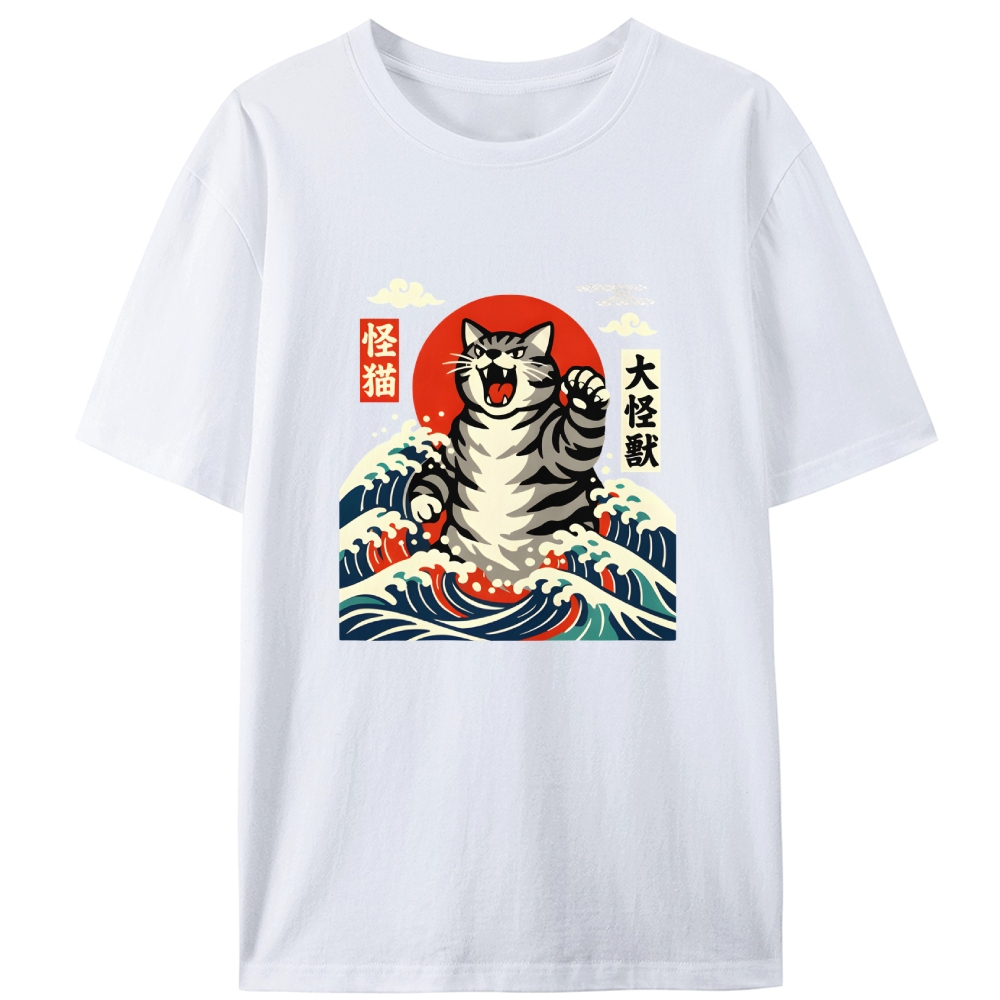 Monster Cat Kaiju Retro Designed for Women - Slim Fit Cotton Tee