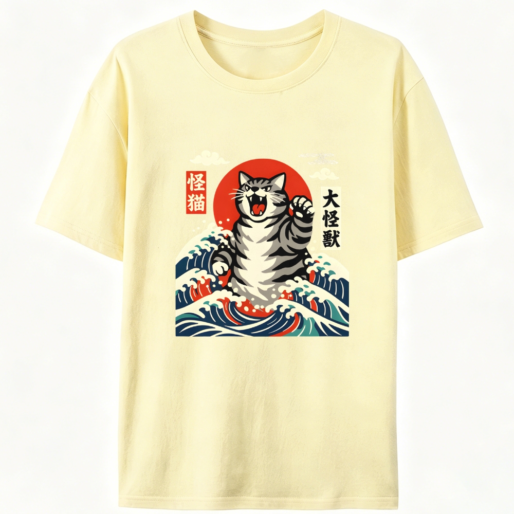 Monster Cat Kaiju Retro Designed for Women - Slim Fit Cotton Tee
