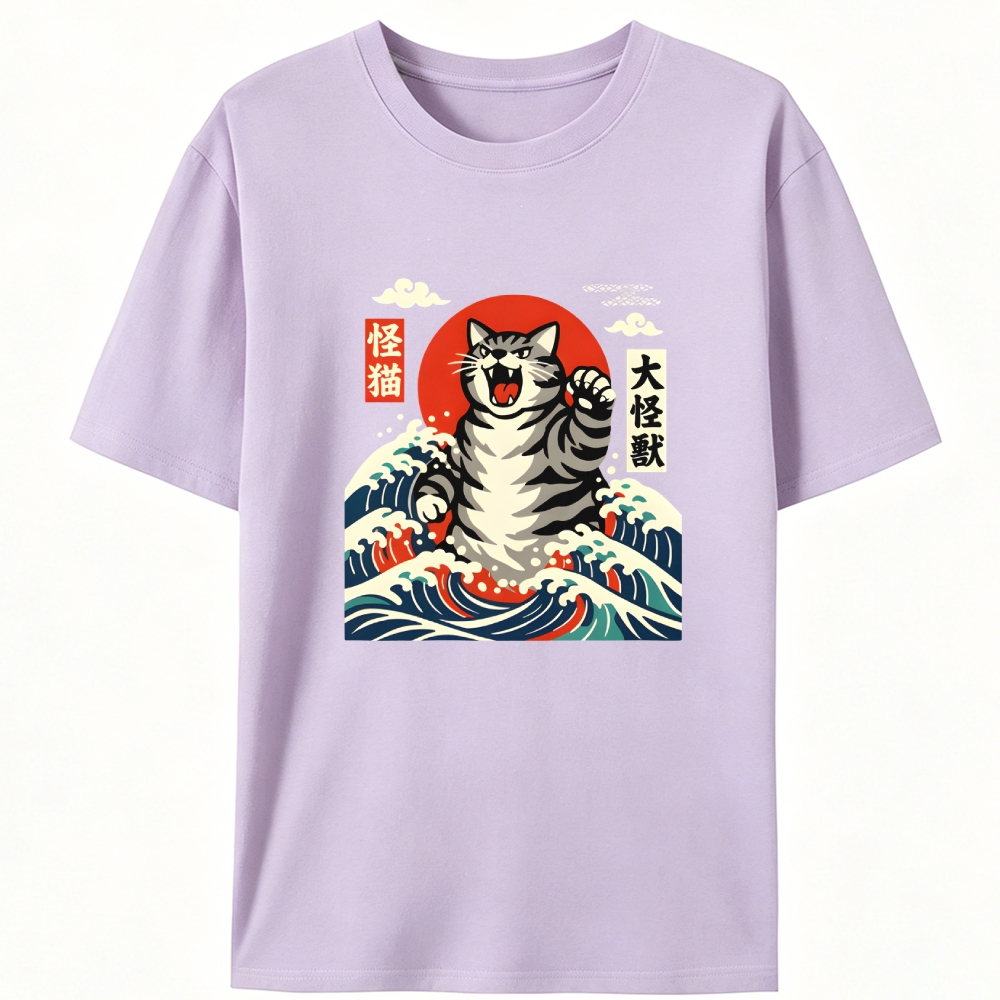 Monster Cat Kaiju Retro Designed for Women - Slim Fit Cotton Tee