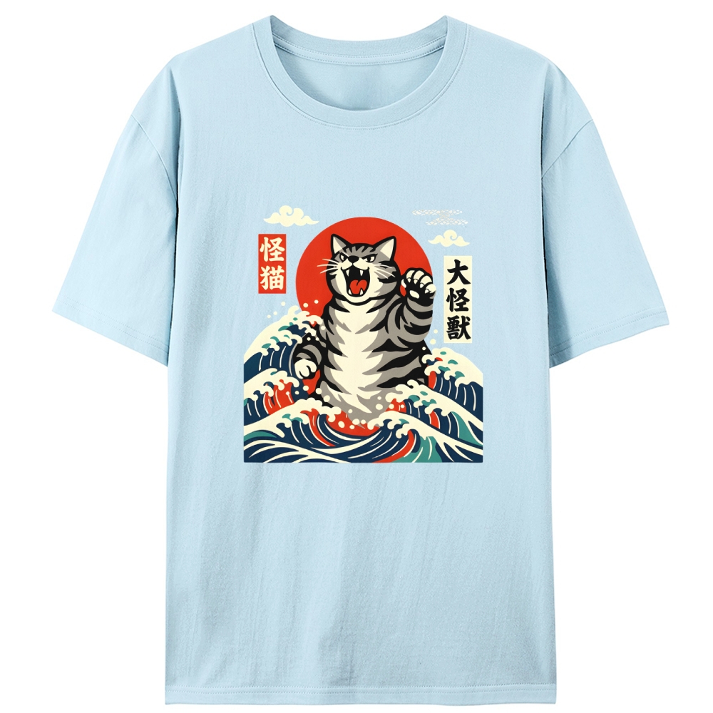 Monster Cat Kaiju Retro Designed for Women - Slim Fit Cotton Tee