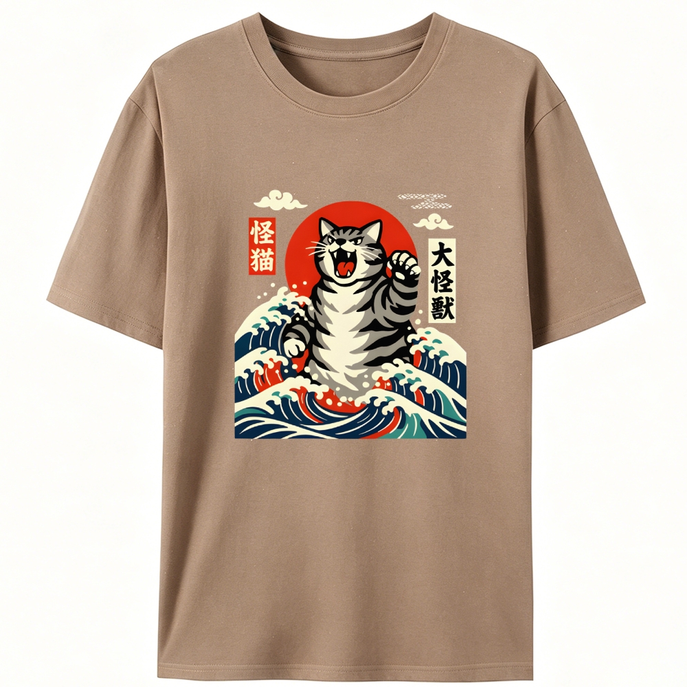 Monster Cat Kaiju Retro Designed for Women - Slim Fit Cotton Tee
