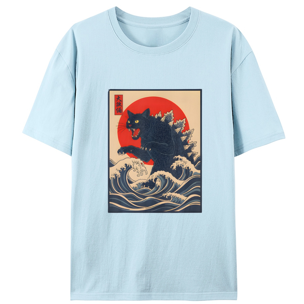 Black Catzilla Retro Designed for Women - Slim Fit Cotton Tee