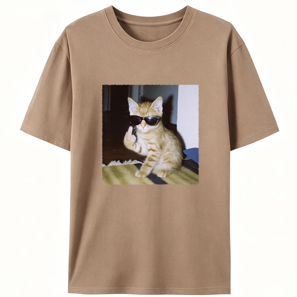 Middle Finger Cat Retro Designed for Women - Slim Fit Cotton Tee