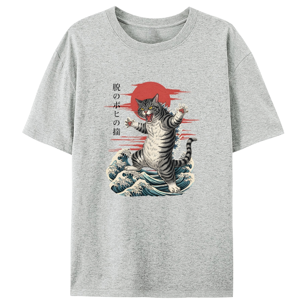 Kaiju Tabby Cat Retro Designed for Women - Slim Fit Cotton Tee