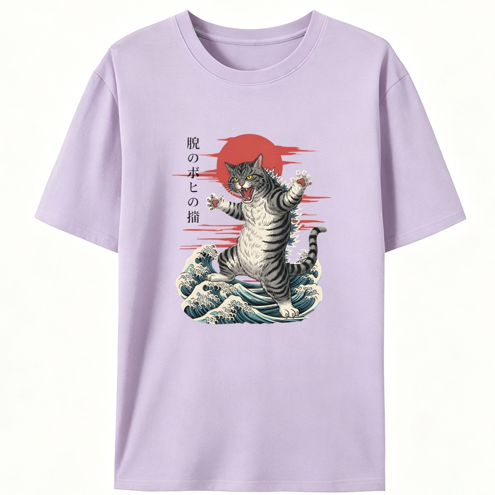 Kaiju Tabby Cat Retro Designed for Women - Slim Fit Cotton Tee