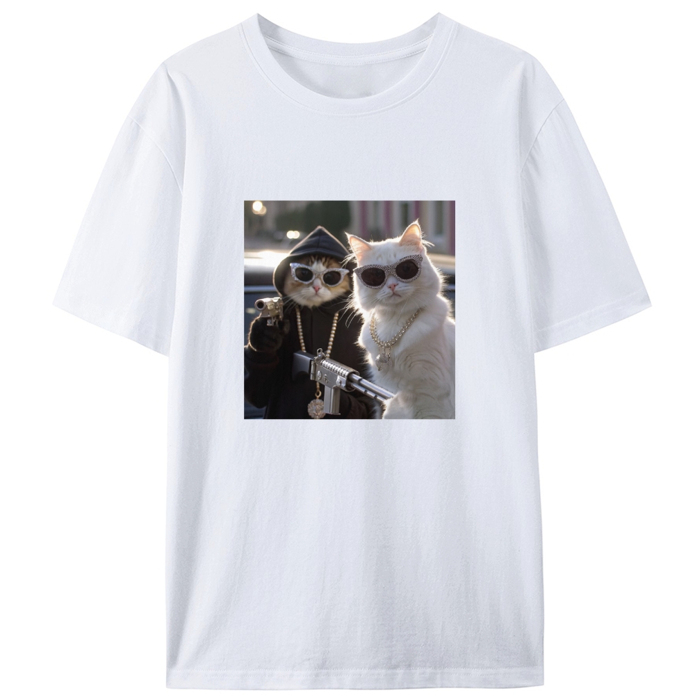Gangster Cats Retro Designed for Women - Slim Fit Cotton Tee