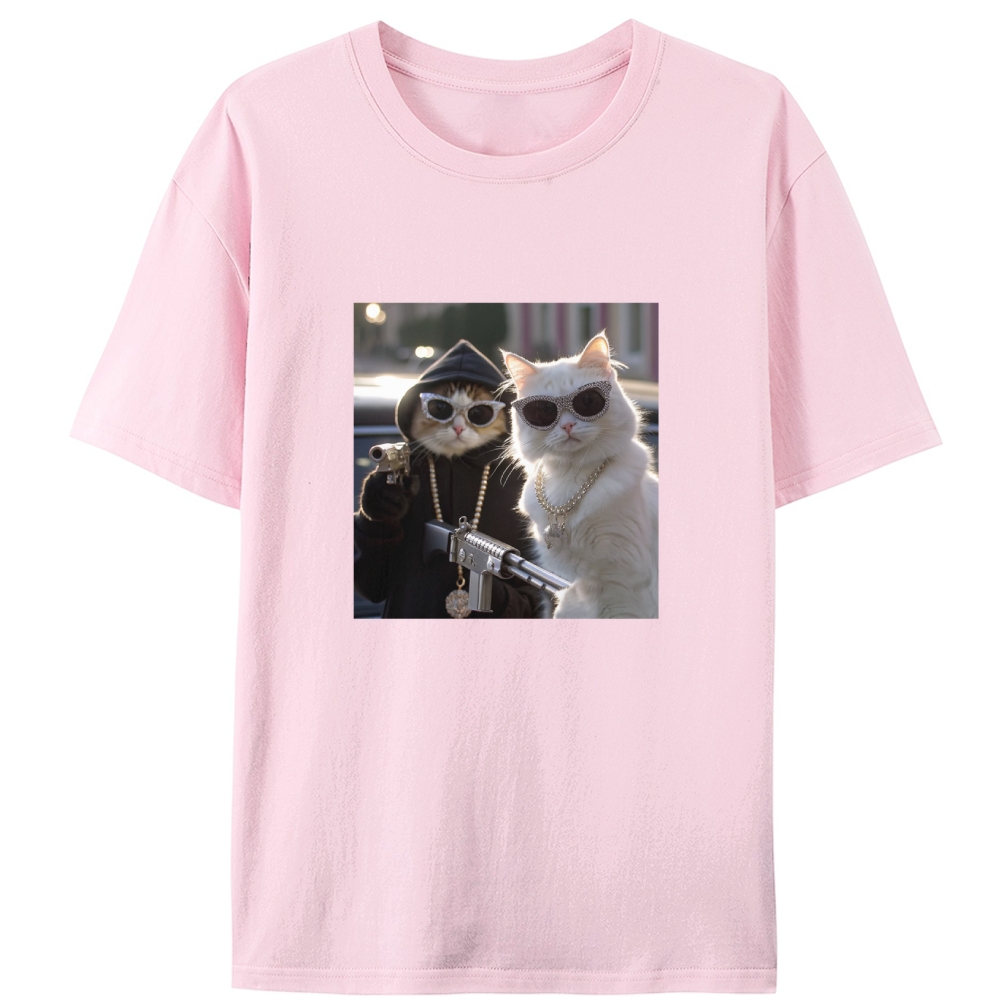 Gangster Cats Retro Designed for Women - Slim Fit Cotton Tee