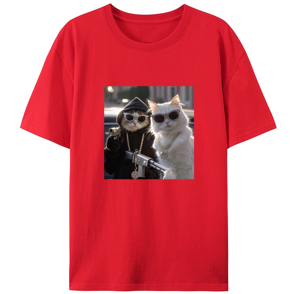 Gangster Cats Retro Designed for Women - Slim Fit Cotton Tee