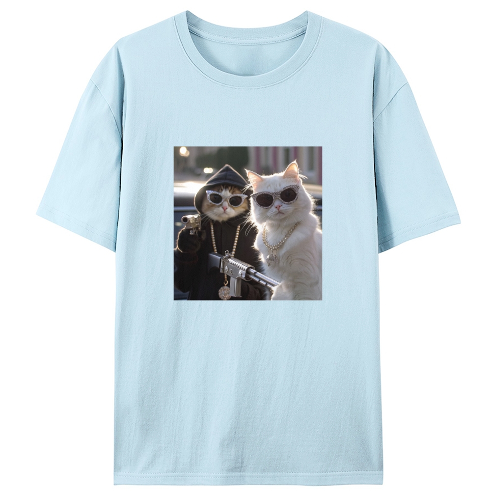 Gangster Cats Retro Designed for Women - Slim Fit Cotton Tee