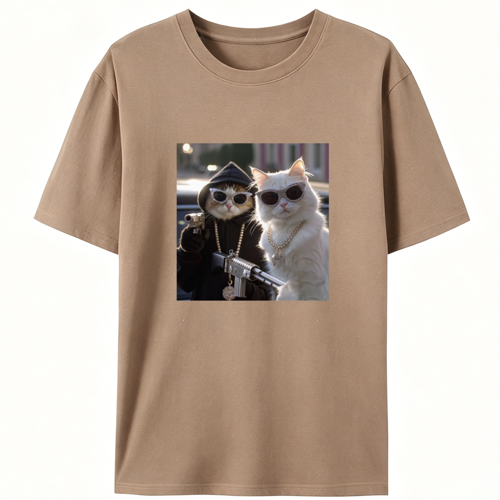 Gangster Cats Retro Designed for Women - Slim Fit Cotton Tee