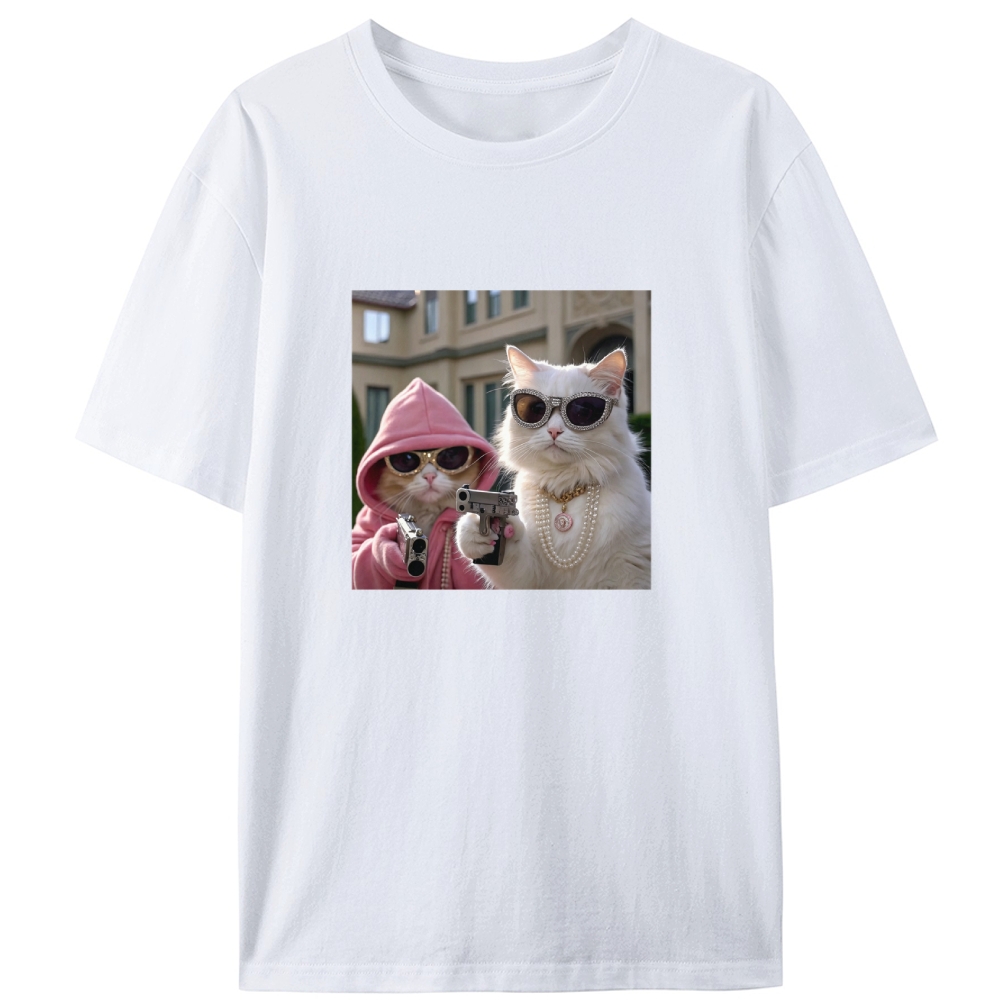 Bling Gangster Cats Retro Designed for Women - Slim Fit Cotton Tee