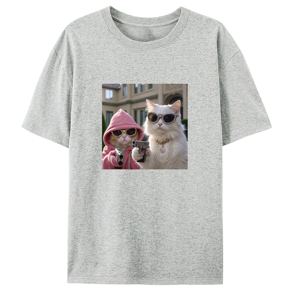 Bling Gangster Cats Retro Designed for Women - Slim Fit Cotton Tee