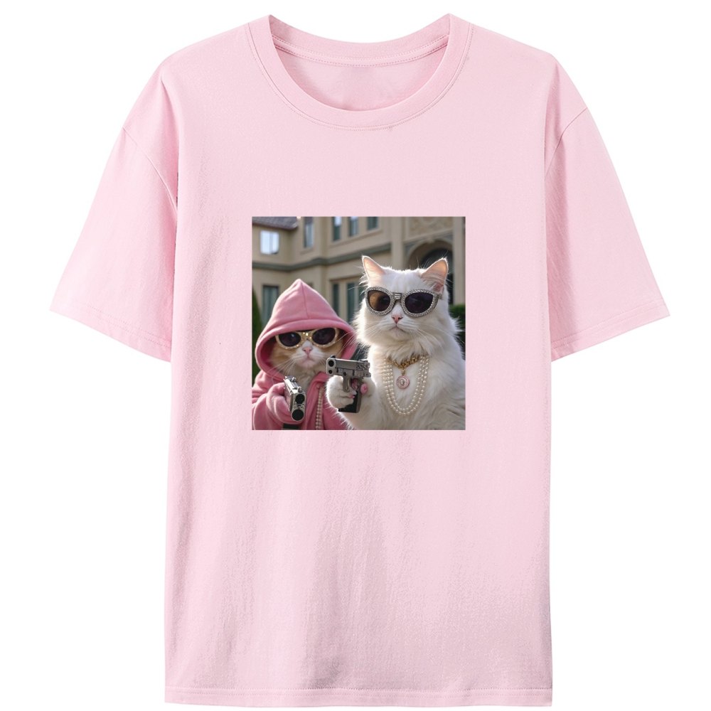 Bling Gangster Cats Retro Designed for Women - Slim Fit Cotton Tee