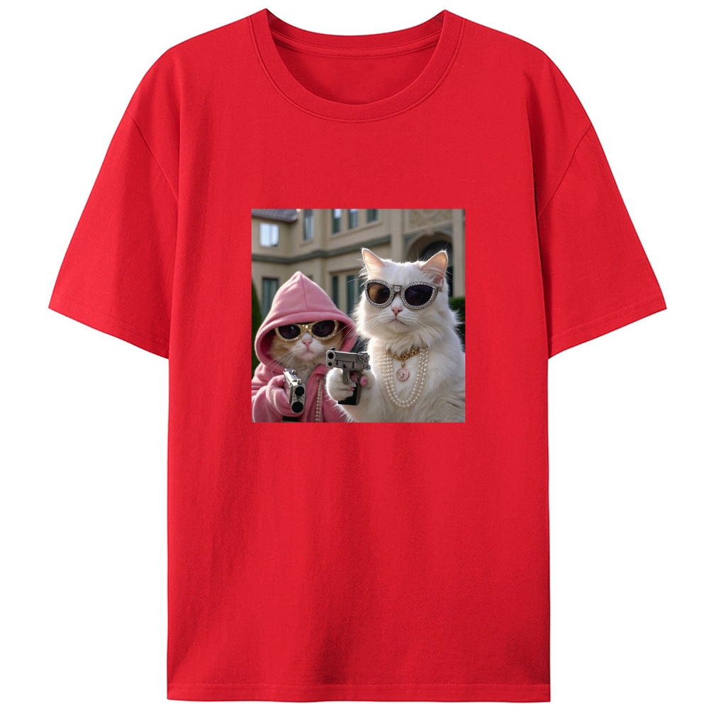 Bling Gangster Cats Retro Designed for Women - Slim Fit Cotton Tee