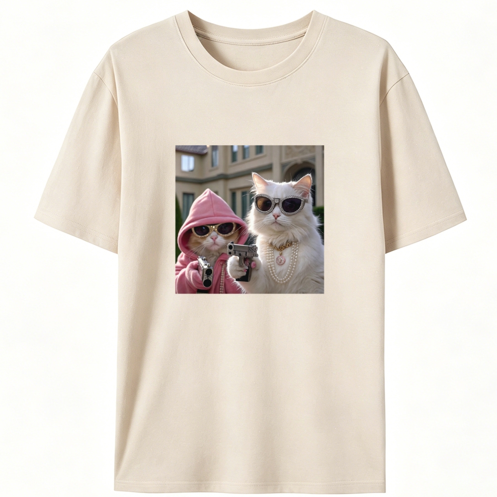 Bling Gangster Cats Retro Designed for Women - Slim Fit Cotton Tee