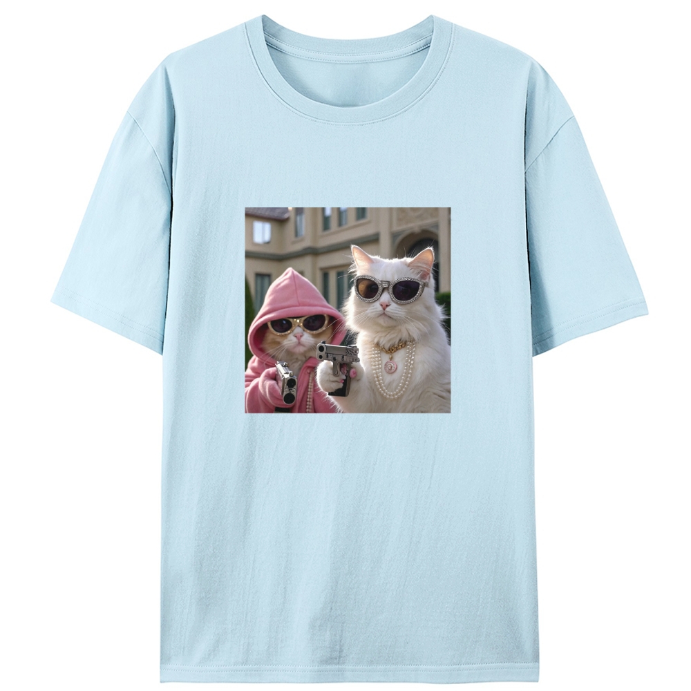 Bling Gangster Cats Retro Designed for Women - Slim Fit Cotton Tee