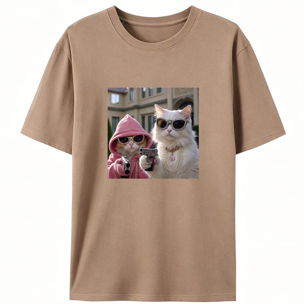 Bling Gangster Cats Retro Designed for Women - Slim Fit Cotton Tee