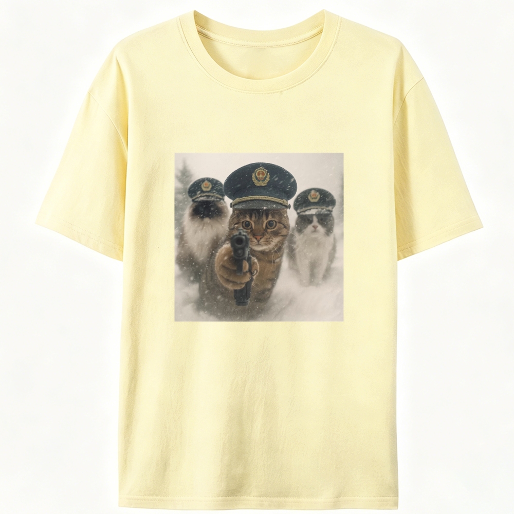 Police Cats Raid Retro Designed for Women - Slim Fit Cotton Tee