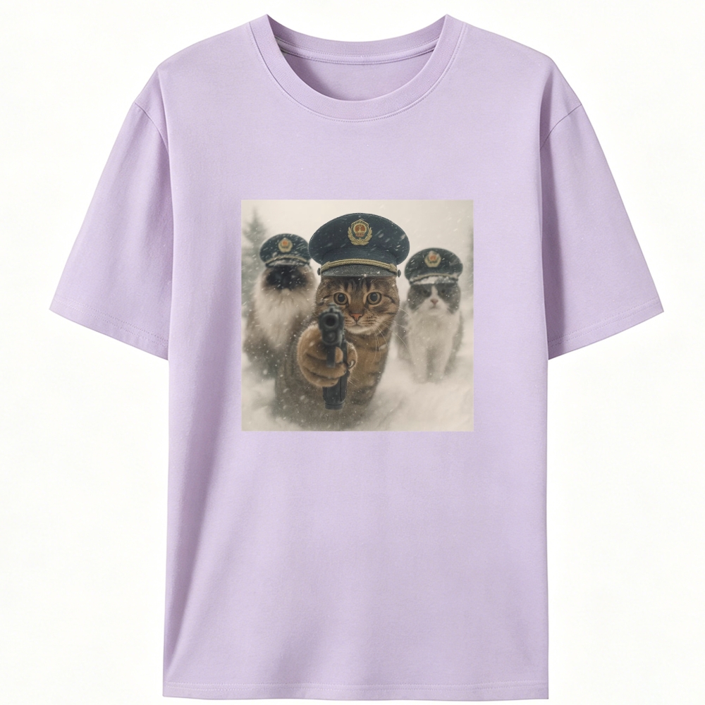 Police Cats Raid Retro Designed for Women - Slim Fit Cotton Tee