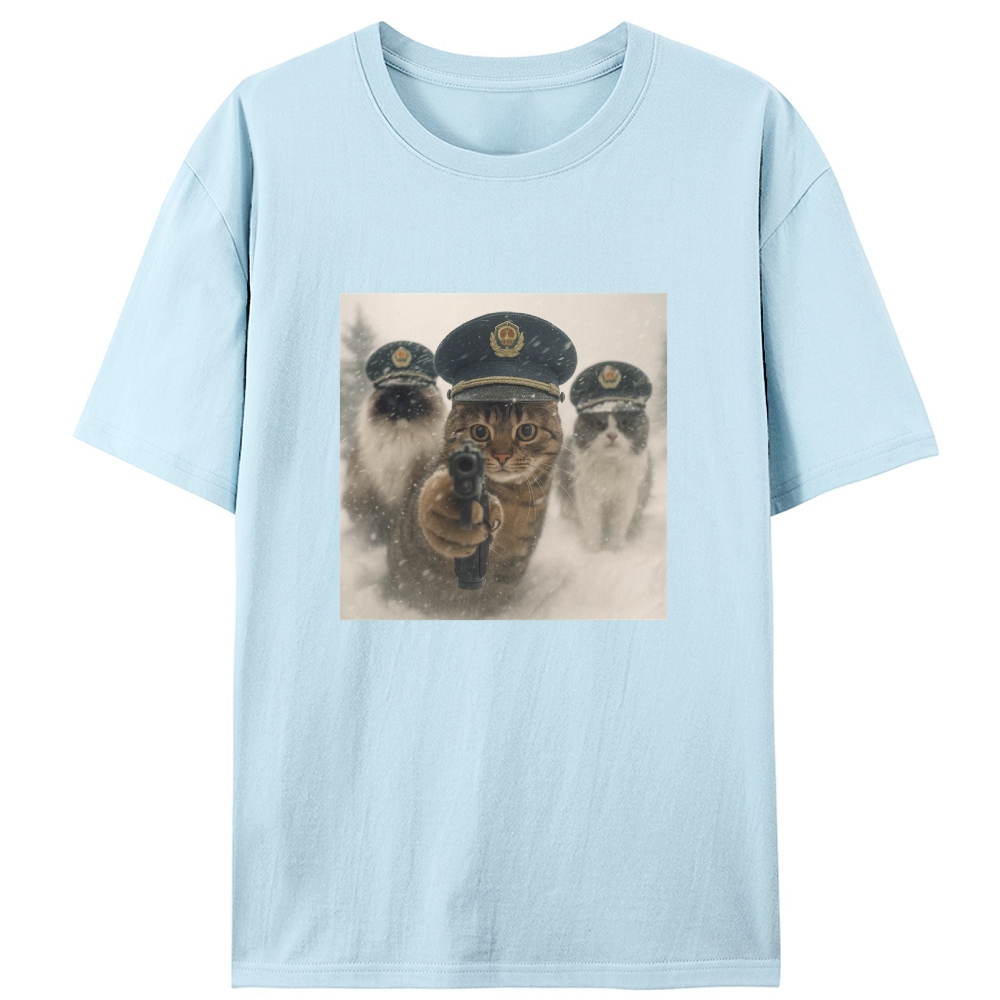 Police Cats Raid Retro Designed for Women - Slim Fit Cotton Tee