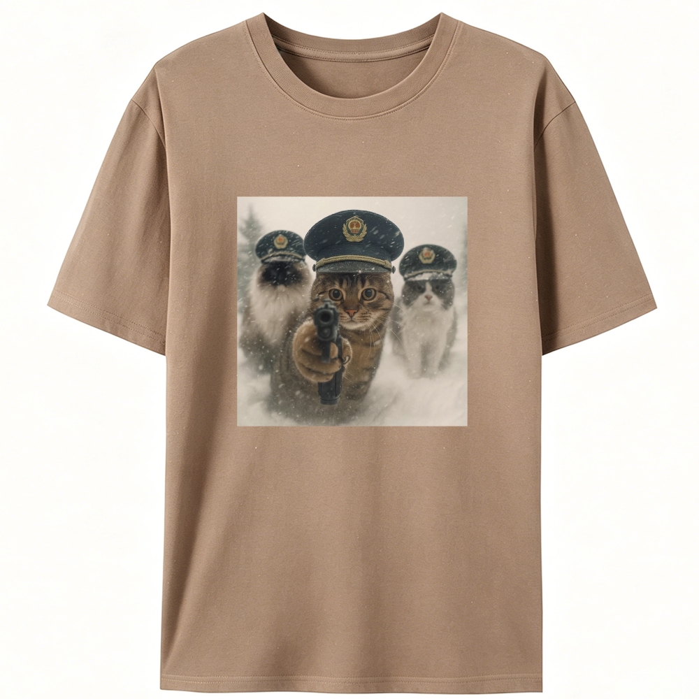 Police Cats Raid Retro Designed for Women - Slim Fit Cotton Tee