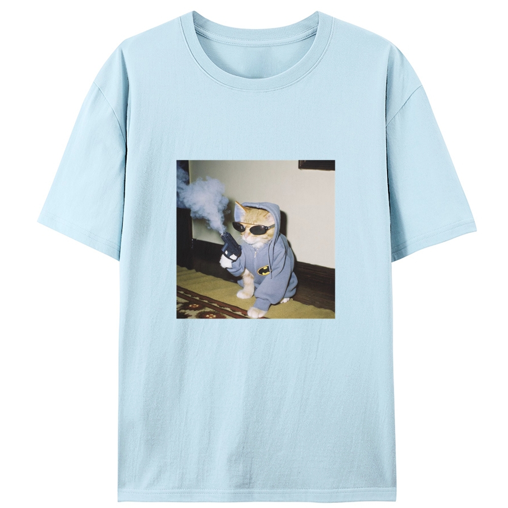 Batman Gun Cat Retro Designed for Women - Slim Fit Cotton Tee