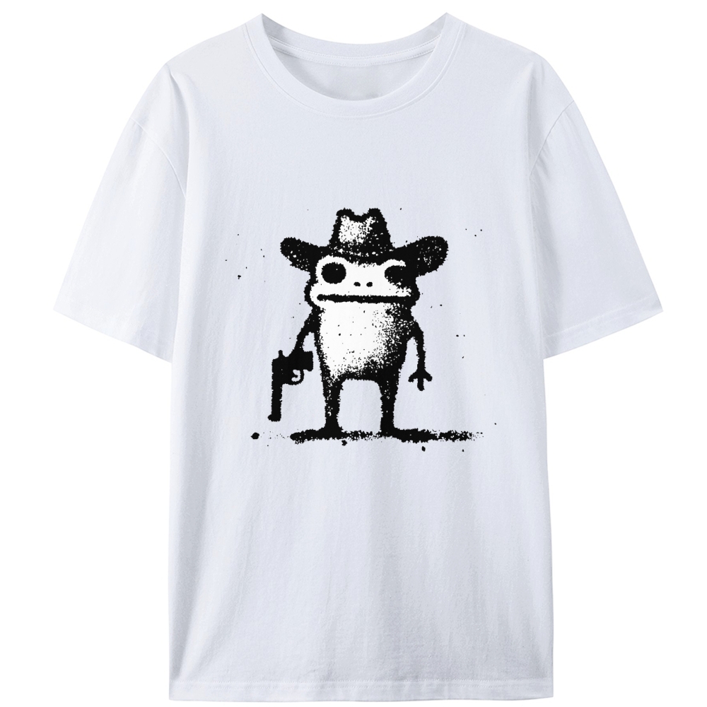 Cowboy Gun Frog Retro Designed for Women - Slim Fit Cotton Tee