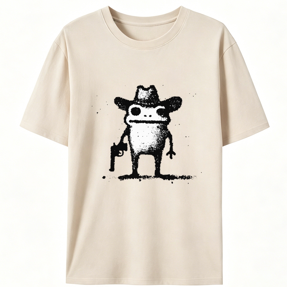 Cowboy Gun Frog Retro Designed for Women - Slim Fit Cotton Tee