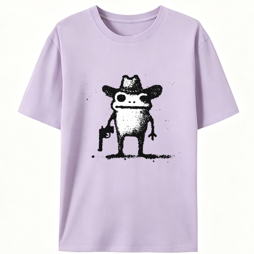 Cowboy Gun Frog Retro Designed for Women - Slim Fit Cotton Tee