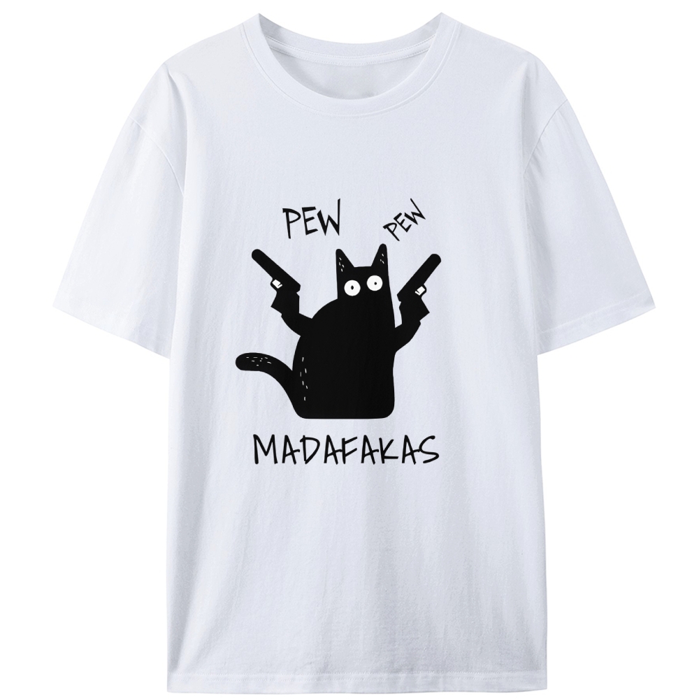 Pew Pew Madafakas Cat Retro Designed for Women - Slim Fit Cotton Tee