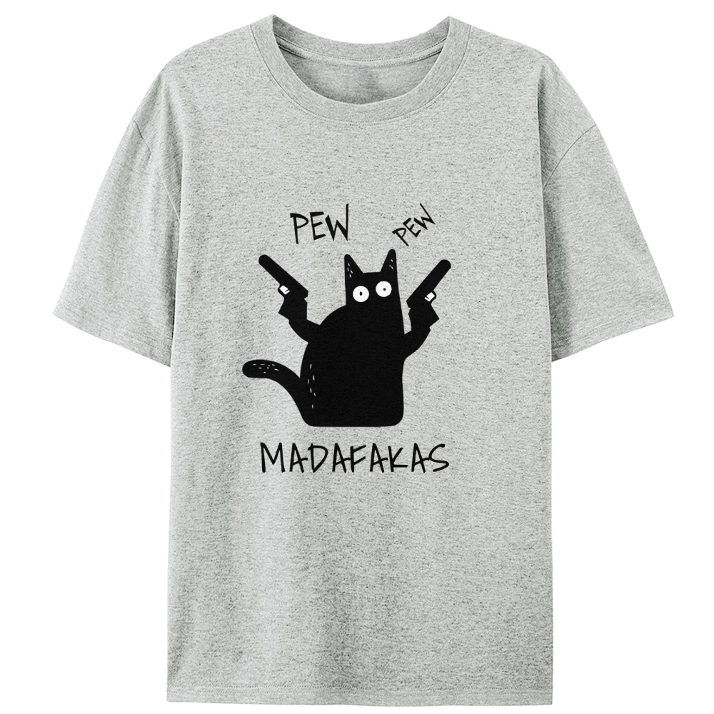 Pew Pew Madafakas Cat Retro Designed for Women - Slim Fit Cotton Tee