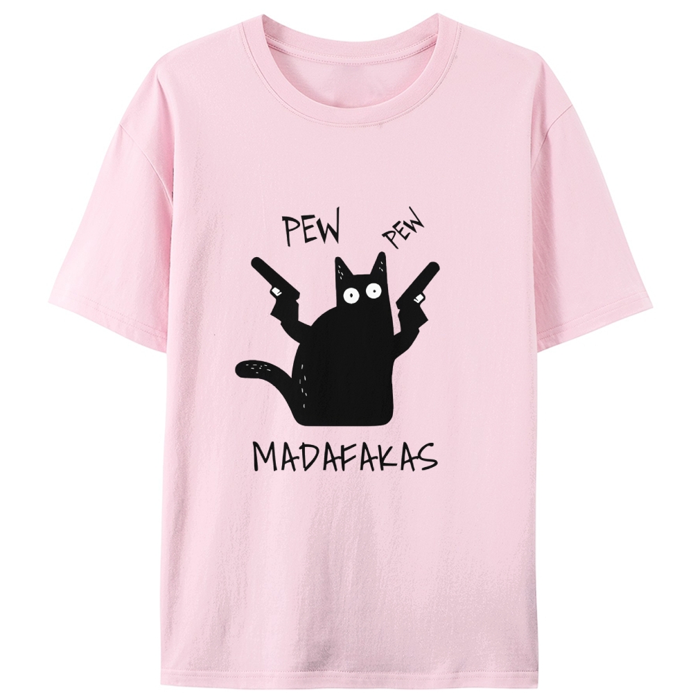 Pew Pew Madafakas Cat Retro Designed for Women - Slim Fit Cotton Tee