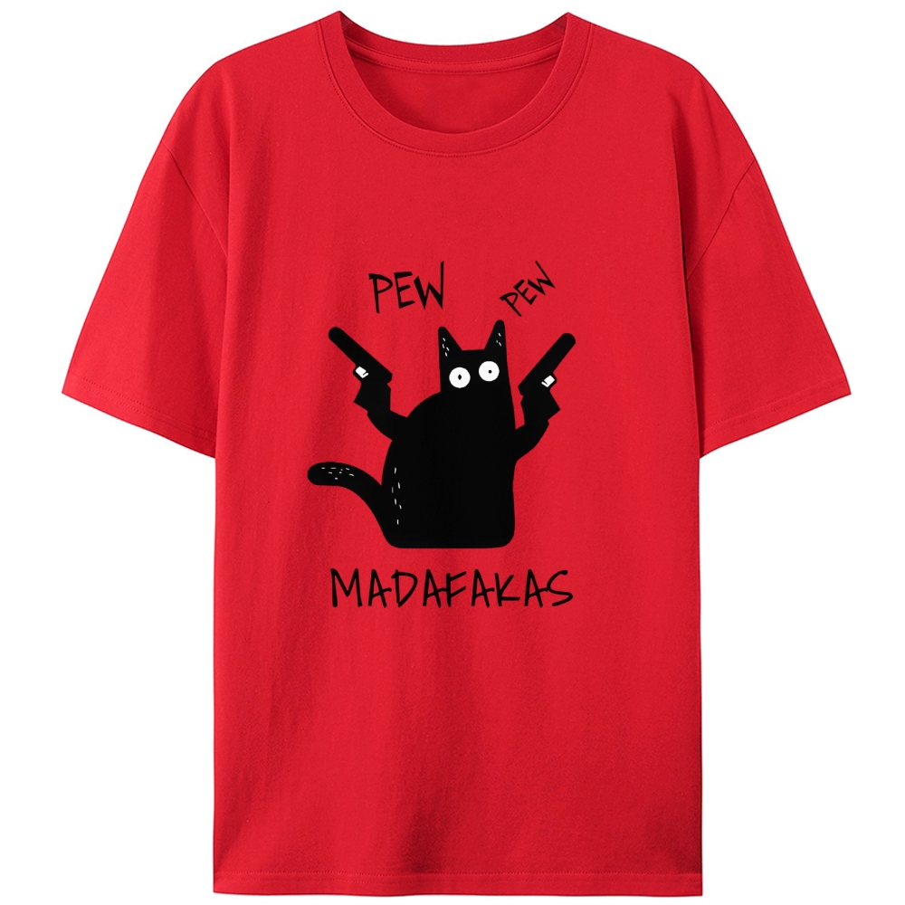 Pew Pew Madafakas Cat Retro Designed for Women - Slim Fit Cotton Tee