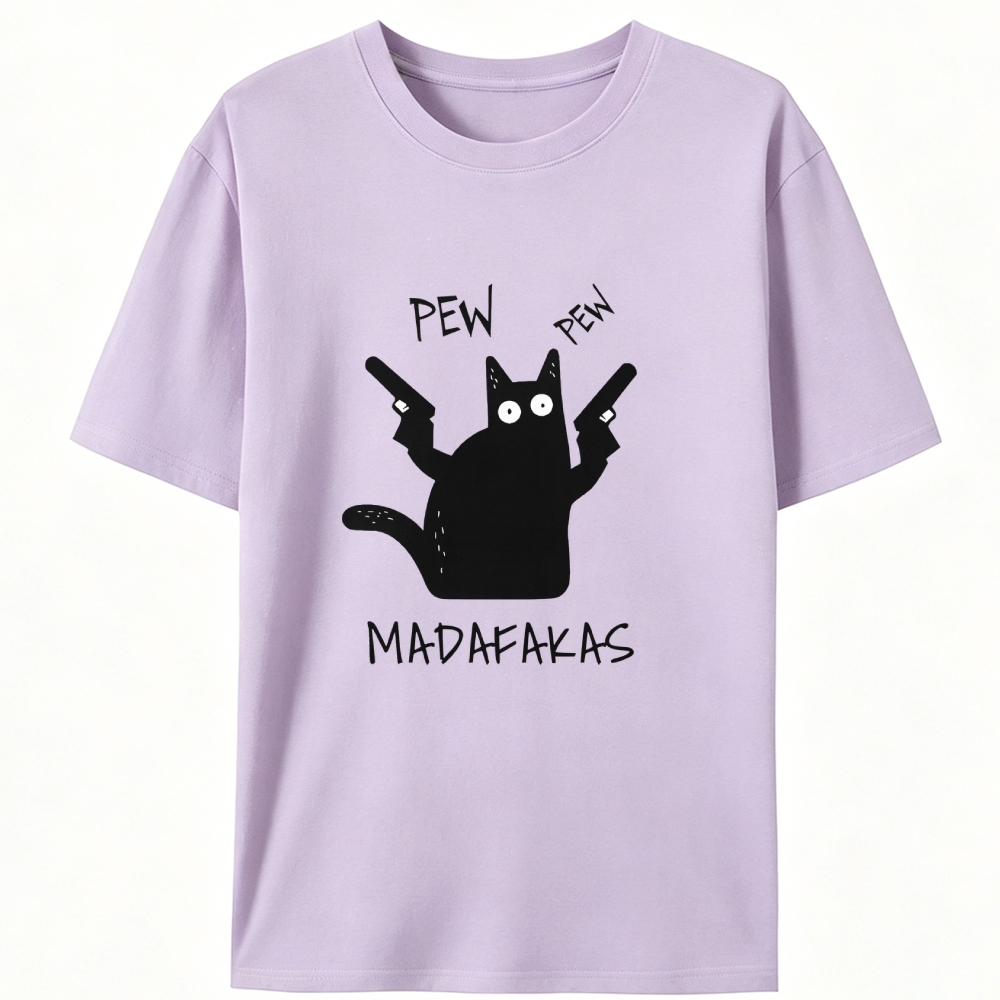 Pew Pew Madafakas Cat Retro Designed for Women - Slim Fit Cotton Tee