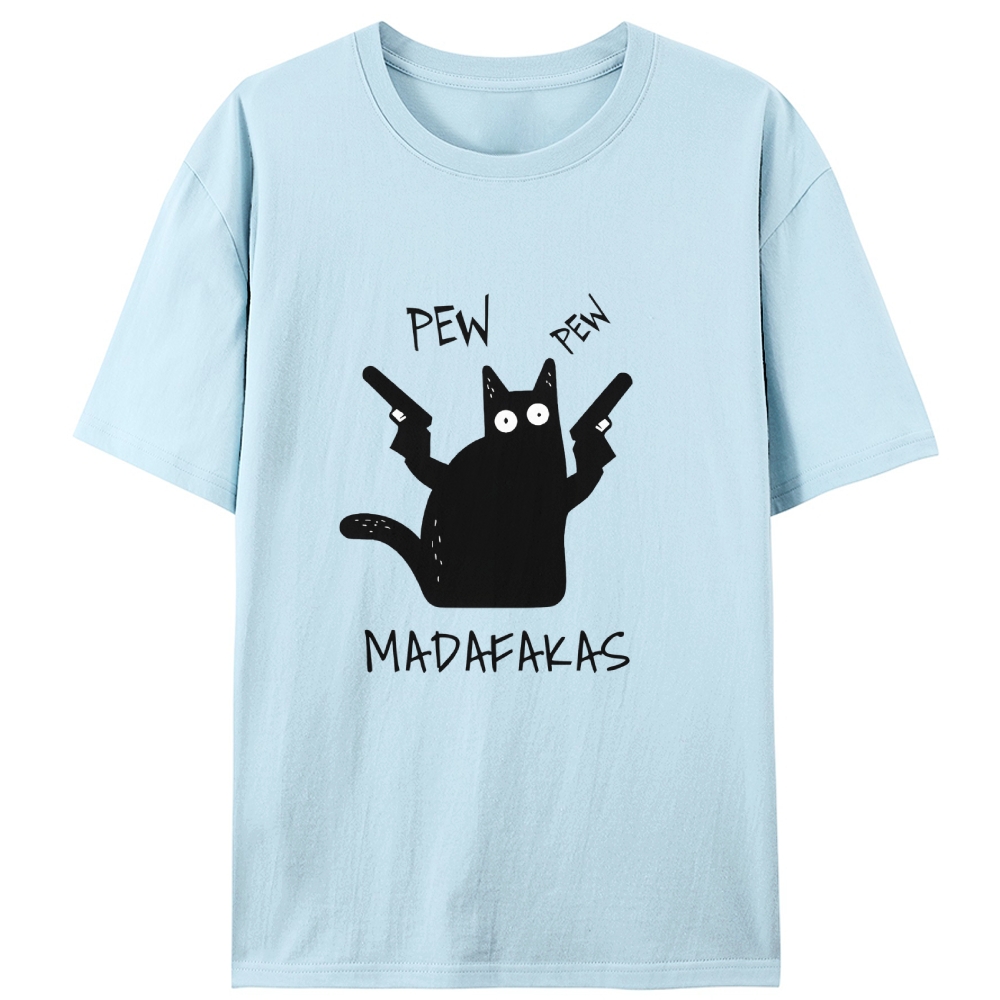 Pew Pew Madafakas Cat Retro Designed for Women - Slim Fit Cotton Tee