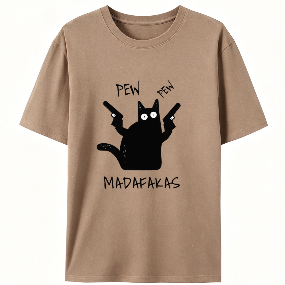 Pew Pew Madafakas Cat Retro Designed for Women - Slim Fit Cotton Tee