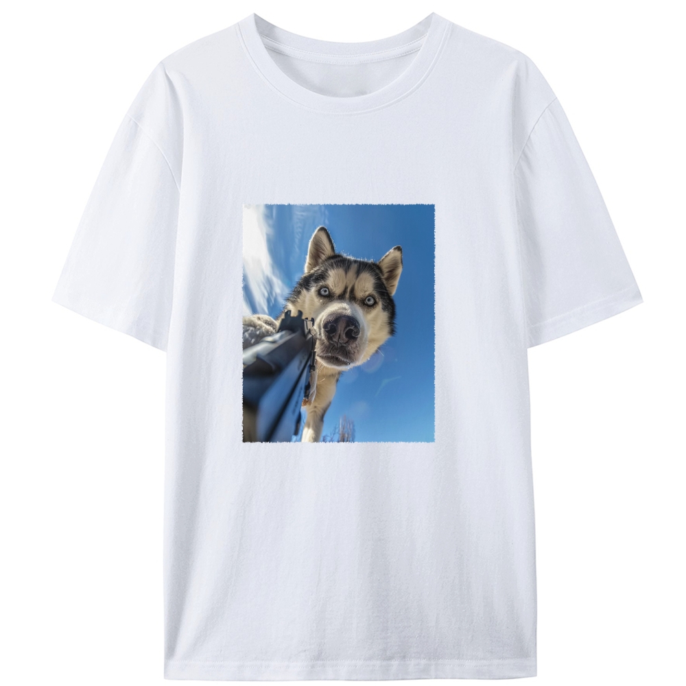 Low Angle Husky Gun Retro Designed for Women - Slim Fit Cotton Tee