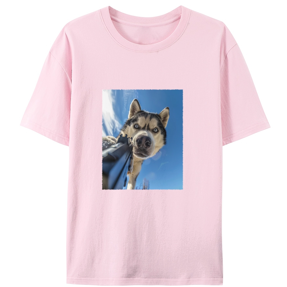 Low Angle Husky Gun Retro Designed for Women - Slim Fit Cotton Tee