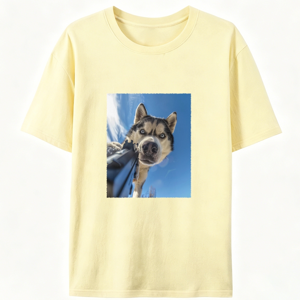 Low Angle Husky Gun Retro Designed for Women - Slim Fit Cotton Tee