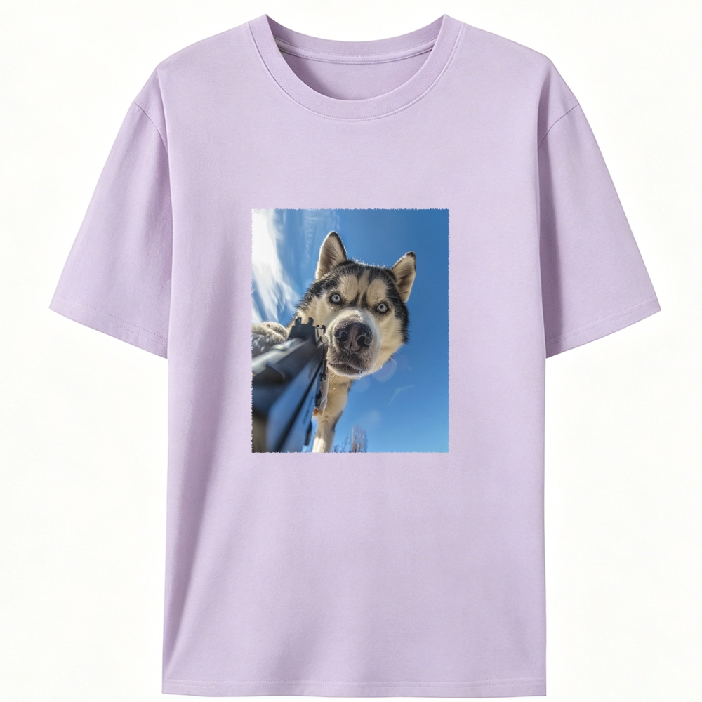 Low Angle Husky Gun Retro Designed for Women - Slim Fit Cotton Tee
