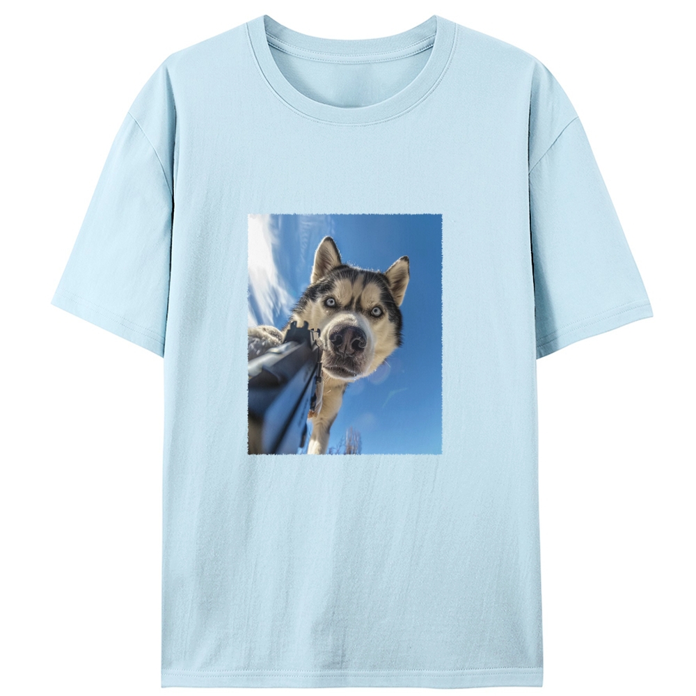 Low Angle Husky Gun Retro Designed for Women - Slim Fit Cotton Tee