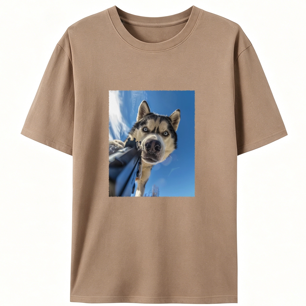Low Angle Husky Gun Retro Designed for Women - Slim Fit Cotton Tee