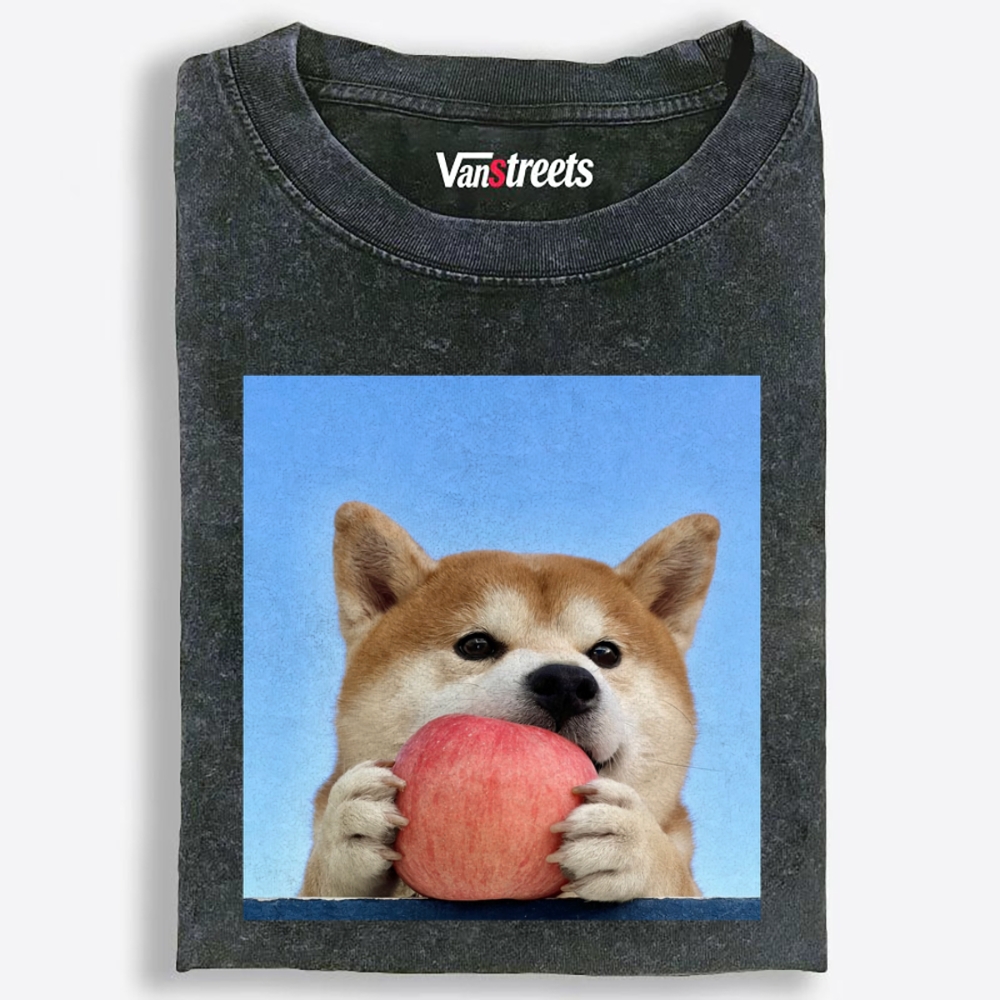 Apple All Mine Shiba Retro Washed T-Shirt | 100% Cotton | Streetwear Essential