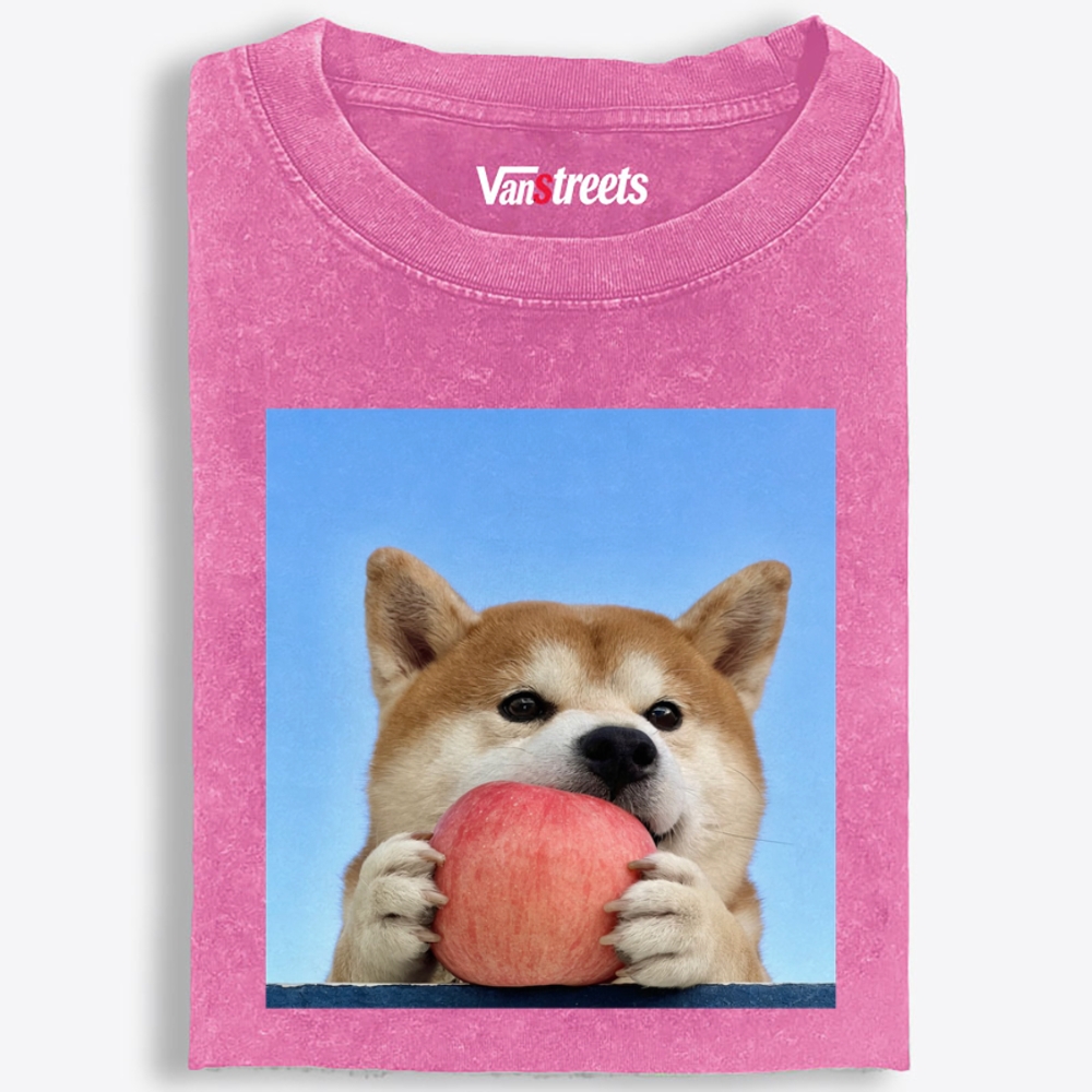 Apple All Mine Shiba Retro Washed T-Shirt | 100% Cotton | Streetwear Essential