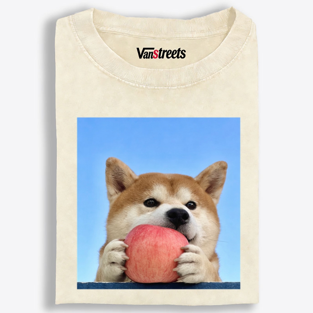 Apple All Mine Shiba Retro Washed T-Shirt | 100% Cotton | Streetwear Essential