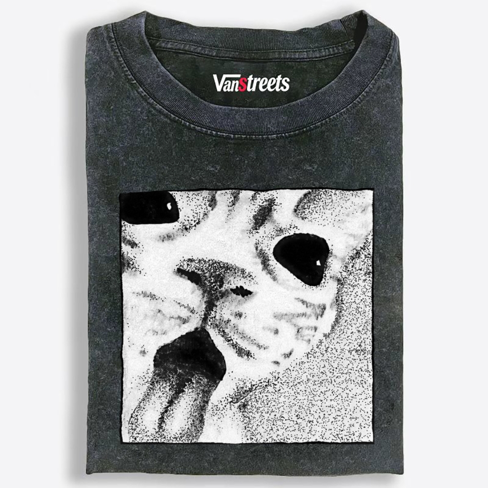 Silly Tongue Cat Retro Washed T-Shirt | 100% Cotton | Streetwear Essential
